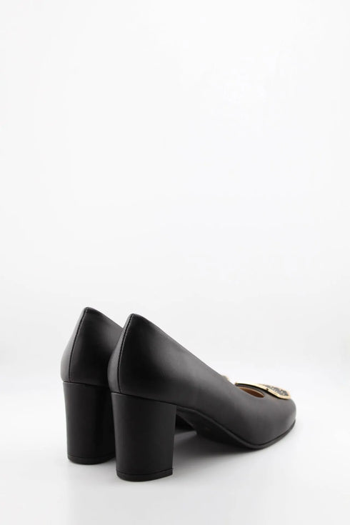 DFC Relax Block Heel Loafers with Quilted Accent